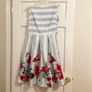 New! Vintage-Inspired Striped Flamingo Swing Dress